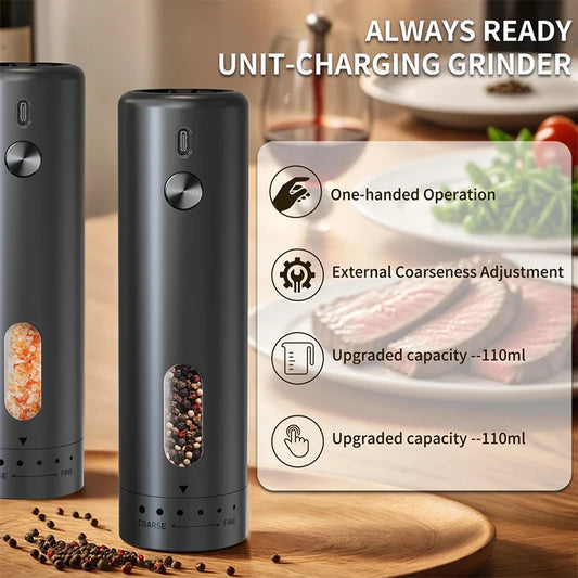 Electric Salt and Pepper Grinder Set Rechargeable Automatic