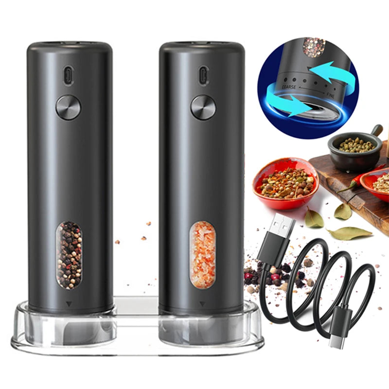 Electric Salt and Pepper Grinder Set Rechargeable Automatic